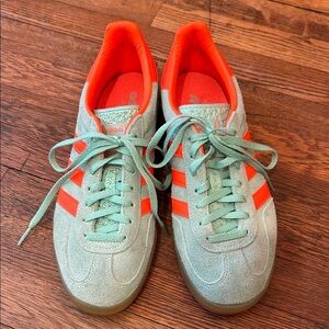 adidas Gazelle Indoor Originals in Pulse Mint/Orange/Gum - Size 9.5